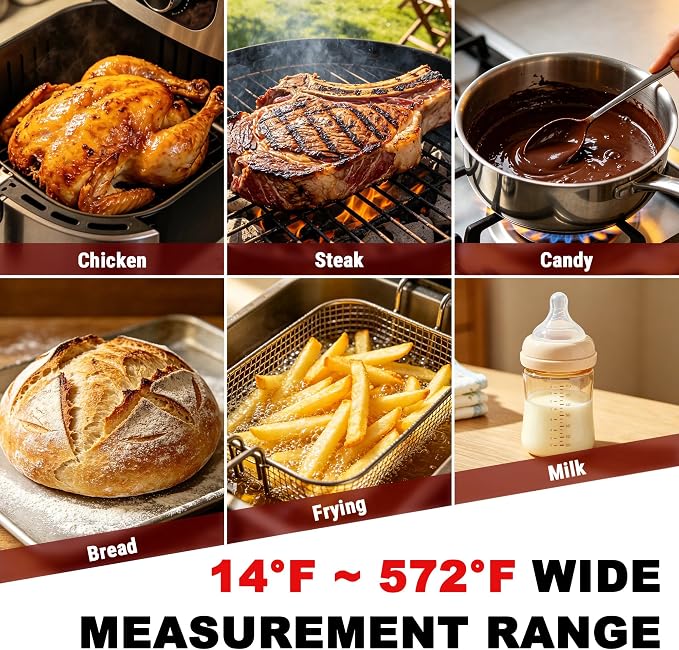 TempPro TempSwift 0.5 Sec Instant Read Meat Thermometer Digital | Cooking Thermometer with Backlit Display, Pop-Up Meat Probe, Food Thermometer for Grill BBQ Smoker Fry Candy, NSF Certified
