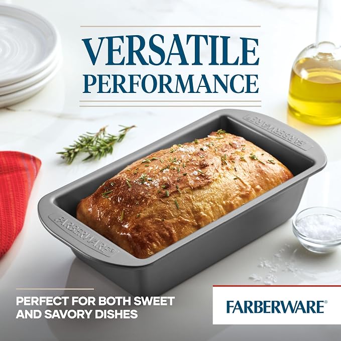 Farberware Nonstick Bakeware Bread Pan and Meat Loaf Pan Set, 2-Piece, Gray