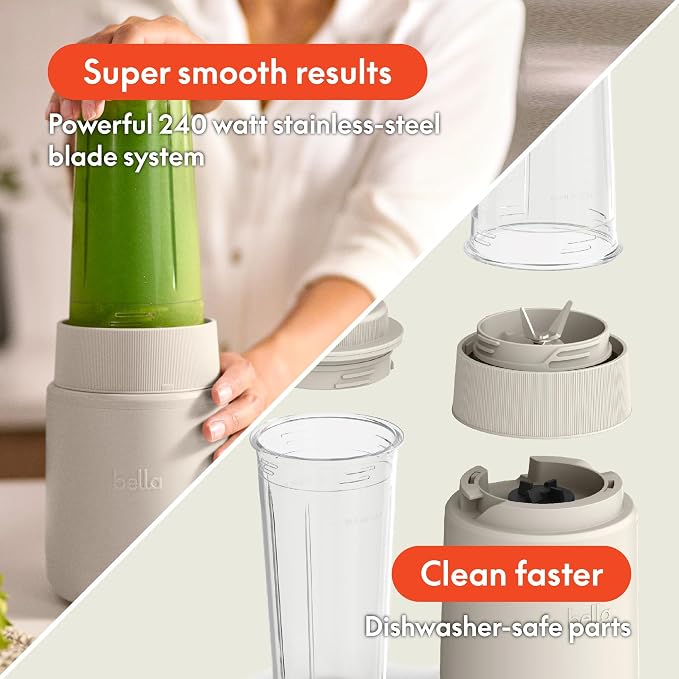 bella Rocket Blender 6-Piece Set with Stacking Cups, Oatmilk
