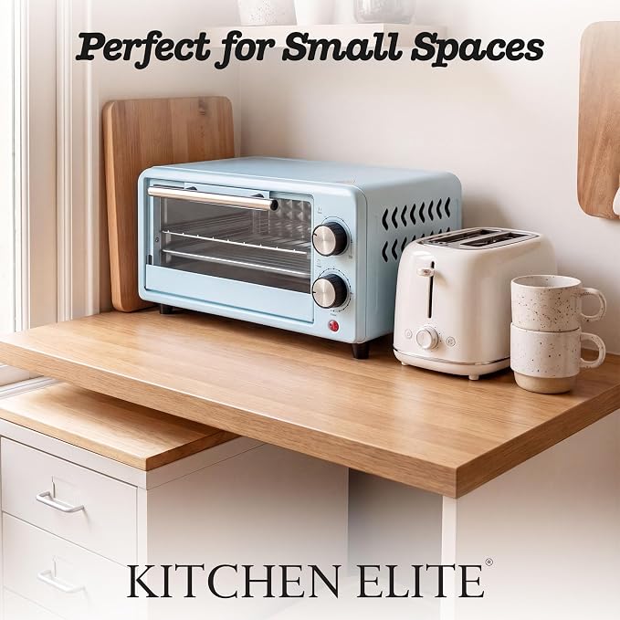 Kitchen Elite 4-Slice Countertop Toaster Oven, Stainless Steel Tray, Blue