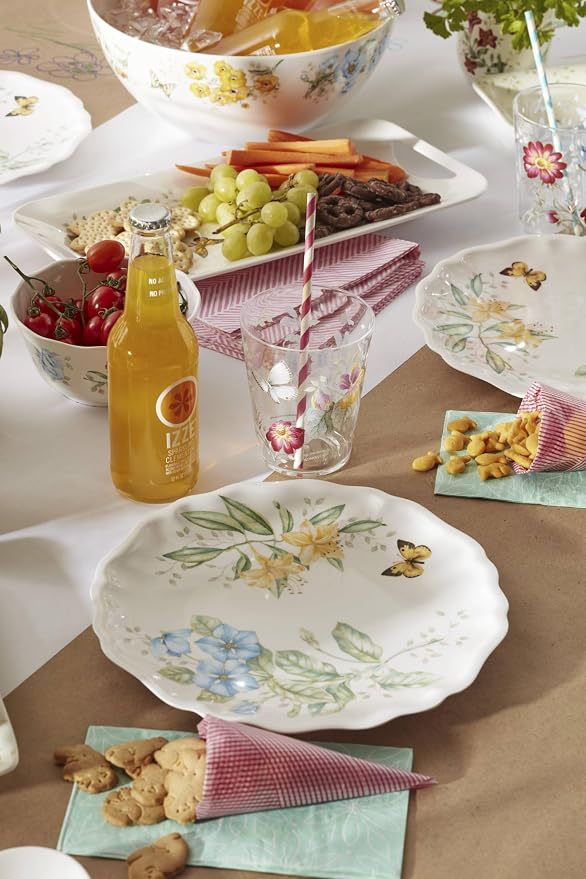Lenox Butterfly Meadow Melamine Serving Tray | lightweight, bpa-free, dishwasher safe | 15.25 inch length | floral entertaining, food tray, gift for women