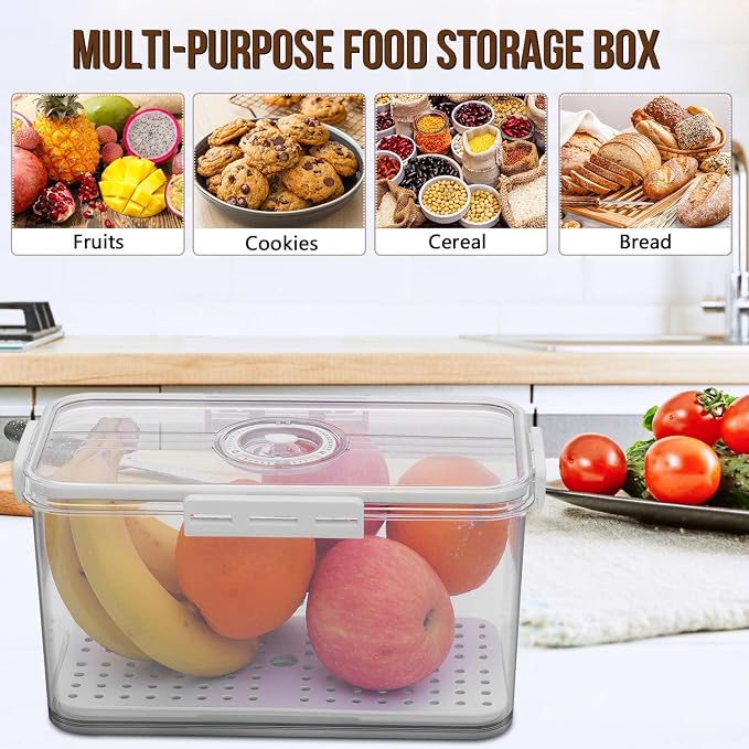 Gifhomfix Bread Box Bread Boxes for Kitchen Counter Airtight, Time Recording Bread Storage Container with Lid, Bread Keeper for Homemade Bread, Toast, Bagel, Donut and Cookies, White