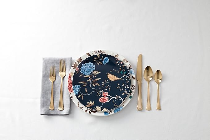 Lenox Portola Gold Satin 20-Piece Silverware Set for 4, Flatware | gold, dishwasher safe | includes knives, forks, and spoons | heavy duty, cutlery set for kitchen and dining, utensil set