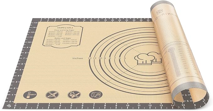 DANIA & DEAN 26"x16" Extra Thick Silicone Baking Mat for Pastry and Bread | Non-Slip & Non-Stick Mat with Measurements, for Pizza, Pie Crust, Dough Rolling, Pasta & Sourdough, Reusable Counter Sheet