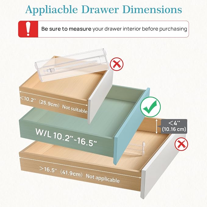 Vtopmart 12 Pack Drawer Dividers for Clothes, 4" High 10.2"-16.5" Adjustable Expandable Dresser Drawer Organizer, Clear Plastic Separators for Dresser, Baby Clothing, Underwear, Cosmetic, Toiletries | Expandable Dresser Drawer Organizer, Clear Plastic ...