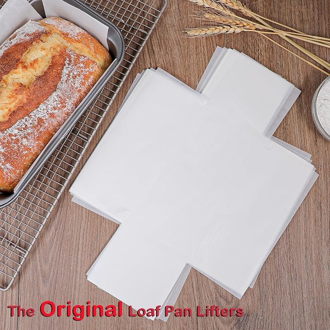 Webake Unbleached Parchment Paper Loaf Pan Liners for Baking Bread 9x5, 1lb 1.5lb 2lb, Original Precut, Non Toxic Baking Paper 100Pcs