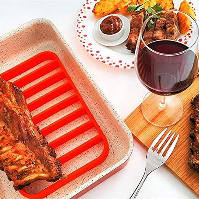 2 Pack Silicone Roasting Racks Non Stick Easy-Clean Cooling Rack for Cooking Baking Steaming (2pack-red)
