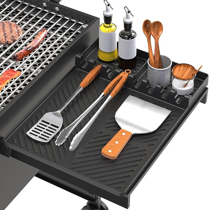 Silicone Grill Mat Compatible with Blackstone, Black | Silicone Griddle Tools with Drip Pad, Spatula Mat, For Outdoor Grill Kitchen Counter