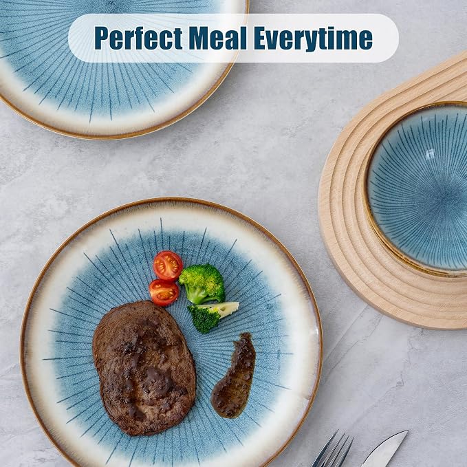Dinnerware Set Stoneware 16 Pieces Service for 4, Stoneware Plates and Bowls Set Stoneware Set, Dishwasher Microwave Safe Dishes set