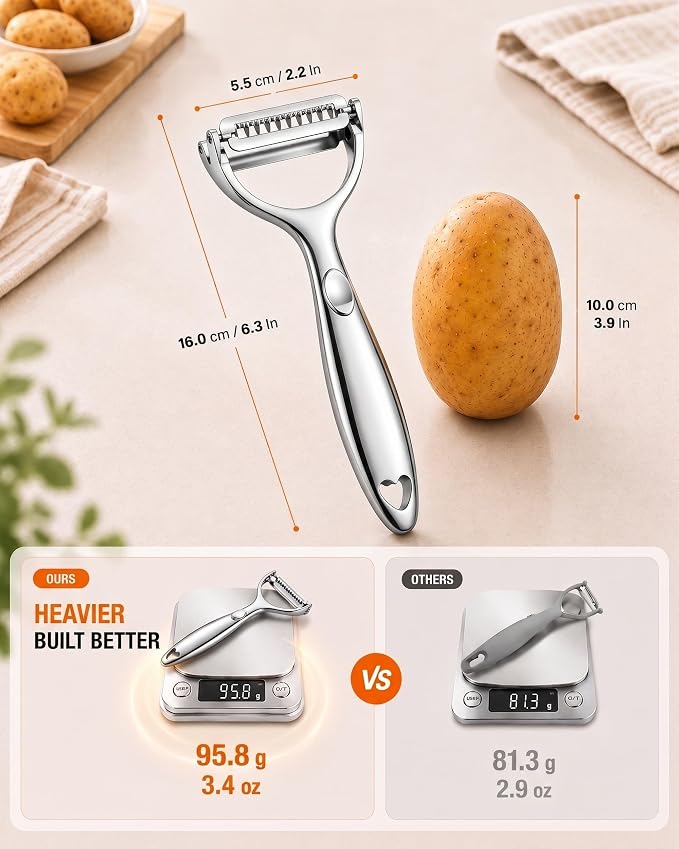 Ultra Sharp Vegetable Peeler for Kitchen, Easy Peel & Shred | 420J2 Steel Multifunctional Y-Shaped Peeler Smoothly Peels Potatoes, Carrots, Cucumbers And Fruit, Non-Slip Handle Rust-Proof