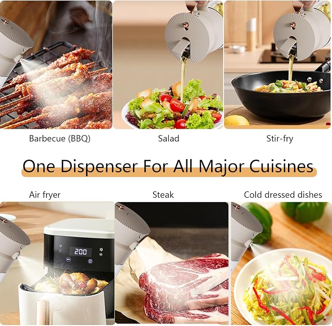 19.6 oz Leak-Proof Glass Olive Oil Sprayer for Cooking, Fine Mist & Pour | 2 in 1 Oil Dispenser and Sprayer, Switch Between Fine Mist & Precision Pour for Air Fryer, BBQ, Salad, Baking - White