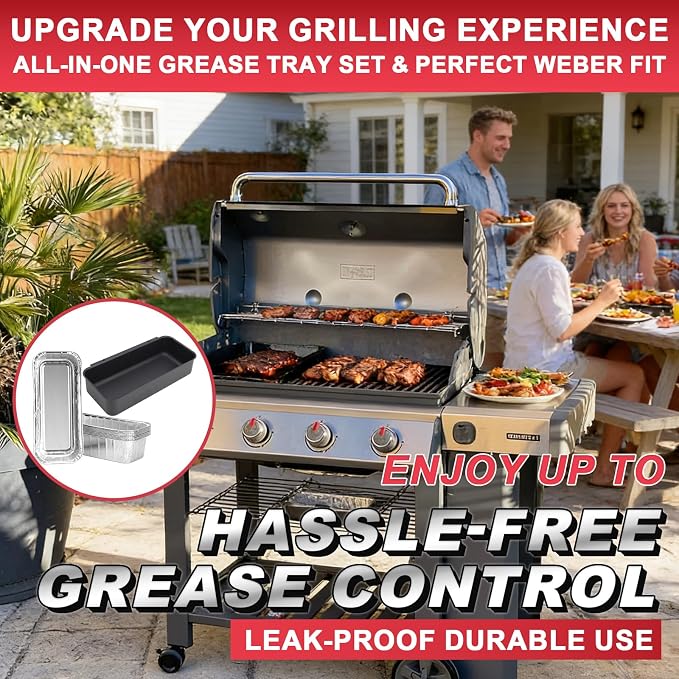 70379 Catch Pan Kit for Weber Summit/Genesis II/ II LX 400 & 600 Parts | Fits Weber Searwood 600 SmokeFire EX4/EX6 Series, 10 PCS drip pan replace 6498 6417, heatproof, easy to install,easy to clean