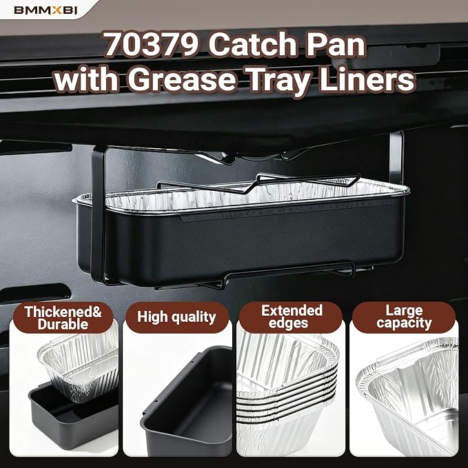 70379 Catch Pan with 10-Pack Aluminum Foil Liners for Weber Genesis II/II LX 400 & 600 Series Parts, 6498 6417 Grease Tray Liners Kit for Weber Summit 400/600 & Smokefire Ex6/Ex4/EPX6 Grill