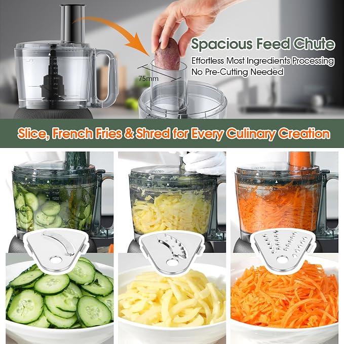 Food Processor and Blender Combo, 88 oz Food Chopper, 800W | 70 oz Glass Jar Blender, for Meat, Vegetable and Dough, with 2 Speeds and Pulse for Smoothie, Nutrient Extractions, and More