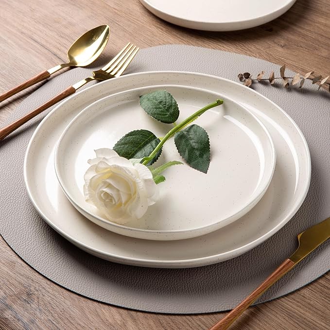 AmorArc Dinnerware Sets for 8, 24 Pieces Ceramic Plates and Bowls Set | Scratch Resistant Stoneware Dishes Set, Dishwasher & Microwave Safe, Multi-Color