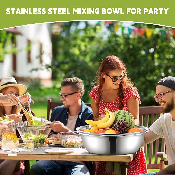 Yungyan 2 Pieces Large Mixing Bowl Stainless Steel Oversized All Purpose Steel Bowl Metal Bowl for Serving Baking Marinating for Home Cooking or Commercial(26 Quarts)