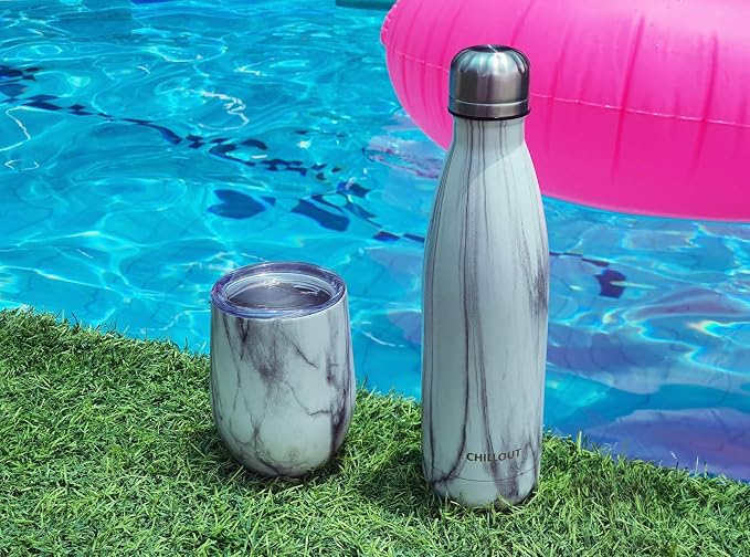 CHILLOUT LIFE 12 oz Stainless Steel Wine Tumbler with Lid - Double Wall Vacuum Insulated Wine Cup Glass Keeping Cold & Hot for Coffee, Champagne, Cocktails, Ice Cream