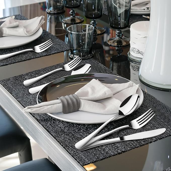 Silverware Set for 12,60 Piece Stainless Steel Flatware Utensil Cutlery Set | Heavy Duty Steak Knife Fork and Spoon, Dishwasher Safe, Gift Package for Wedding Housewarming