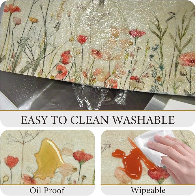Vinyl Placemats Set of 6-12x17 Inch - Heat Resistant Washable Place Mats Waterproof Non-Slip Wipeable Table Mats for Dining Table Decor, Spring Outdoor Plastic Placemat