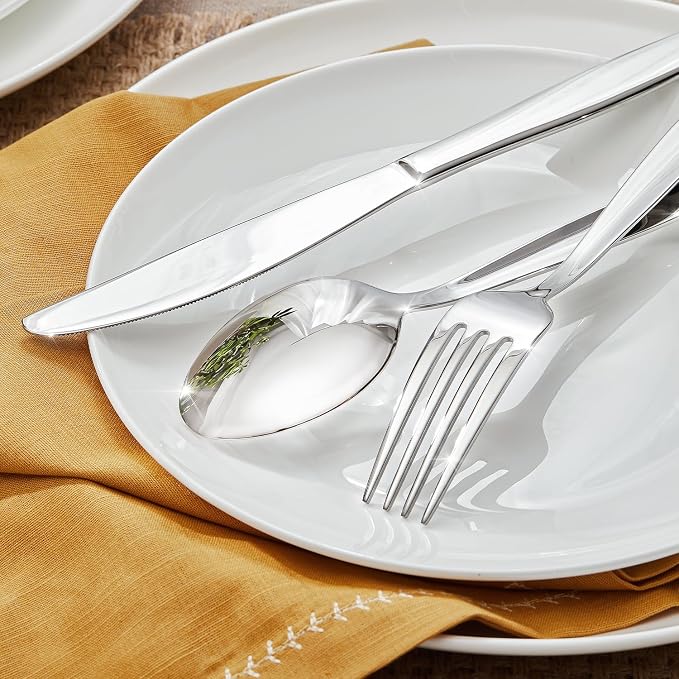 18/10 Stainless Steel Silverware Set for 8,40 Piece Flatware Set | Heavy Duty Dining Utensils & Cutlery Set, Mirror Polished Finish, Dishwasher Safe for Home Kitchen, Wedding & Housewarming