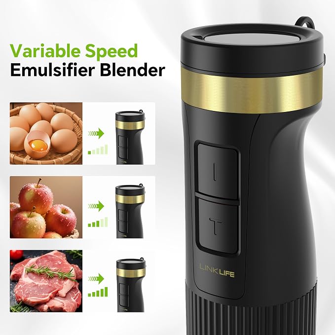 1200W Immersion Blender Handheld, 5-in-1 Variable Speed | Hand Blender Stick with Whisk Chopper Milk Frother Mixing Cup and Storage Rack for Kitchen Soup, Purees and Smoothies