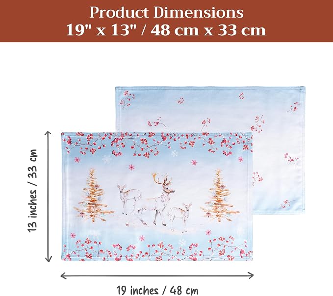 Maison d' Hermine Placemats Set of 4 Reusable 100% Cotton (13"x19") | Cloth Place Mats Washable Table Mats for Kitchen Dining Party Wedding Hotel Home Thanksgiving Christmas - Fairy Tale Forest