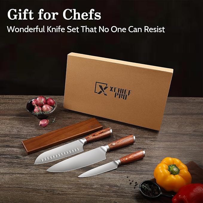 Kitchen Knife Set, 4 Pieces Japanese High Carbon Stainless Steel Chef Cooking Knife Set, Ultra Sharp Professional Chef Santoku Utility Knives (Silver)