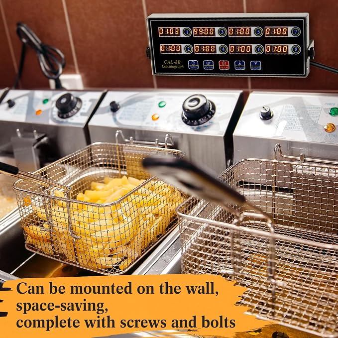 Relaxweex 1 Pack 8 Channel Kitchen Timers for Cooking, Commercial Digital Kitchen Timer with Loud Alarm, Large LCD Display, Restaurant Fryer, Chef, Baking Supplies