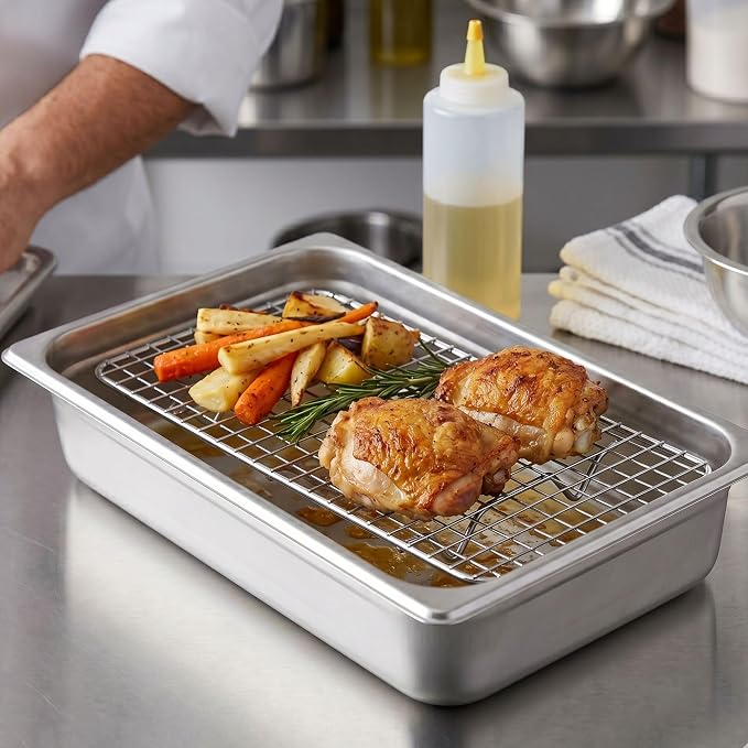 TrueCraftware- 5"x 10" Third Size Rectangular Wire Pan Grate Chrome-Plated Set of 2-Fits Third Size Sheet Cookie Pans Cooling Rack Baking Sheet Grate Cake Rack for Pies Cookies Pastries Cakes