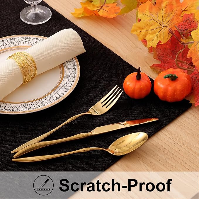Faux Cotton Linen Placemats Set of 4, Cloth Washable Farmhouse Dining Table Mats for Indoors & Outdoors, Easy to Clean, Black, 13 x 19 Inch