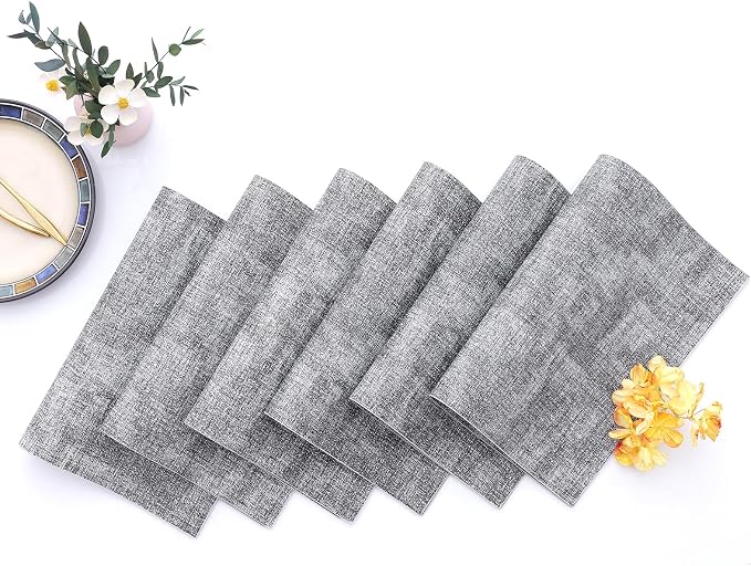 Homaxy PU Faux Leather Placemats for Dining Table, Set of 6, Black & White | Waterproof Wipeable Washable Table Mats, Easy to Clean Anti-Slip Place Mats, 11.8" x 17"