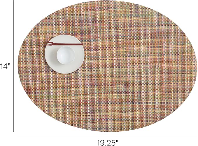 Chilewich Mini Basketweave Placemats, Woven Oval Placemats Set of 4 | Reusable, Stain-Resistant, Indoor/Outdoor Tabletop Protection, Confetti, 14" x 19.25"