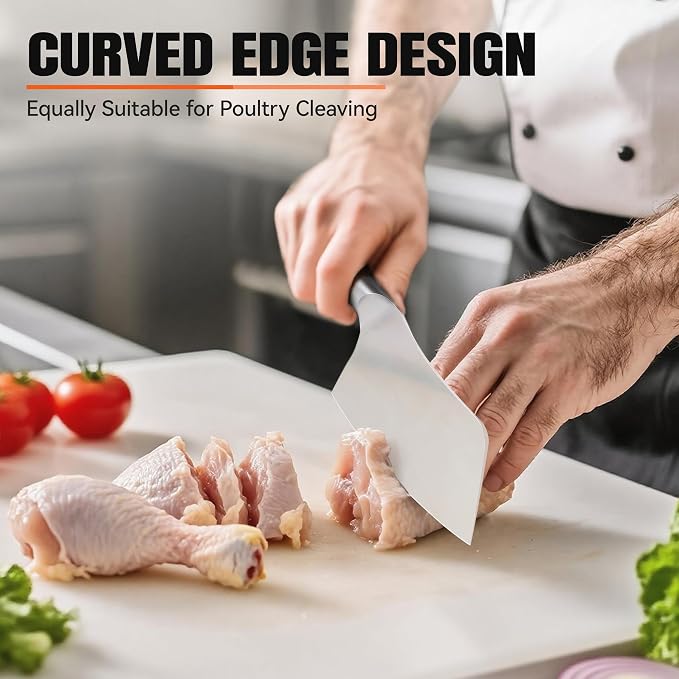 TUO Vegetable Cleaver Knife, Chinese Chef Knife 7 inch Meat Cleaver with Pakkawood Handle, Stainless Steel Butcher Chopper for Home Kitchen - Fiery Phoenix Series