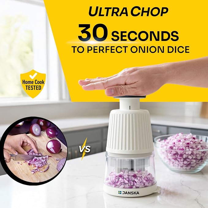 UltraChop Push Food & Vegetable Chopper | Heavy-Duty Stainless Steel Blades, Durable & Ergonomic Design, Veggie, Meat, Garlic Cutter, Slicer, Soft Non-Slip Grip