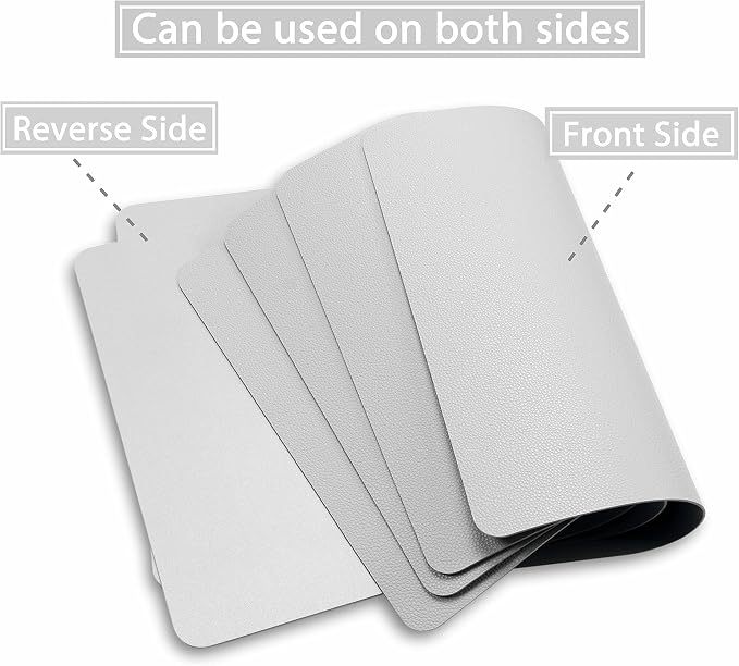 Wipeable Placemats Leather Table Mats Waterproof Heat-Resistant Easy to Clean for Dining Table Set Kitchen Table (2, Slate Grey)