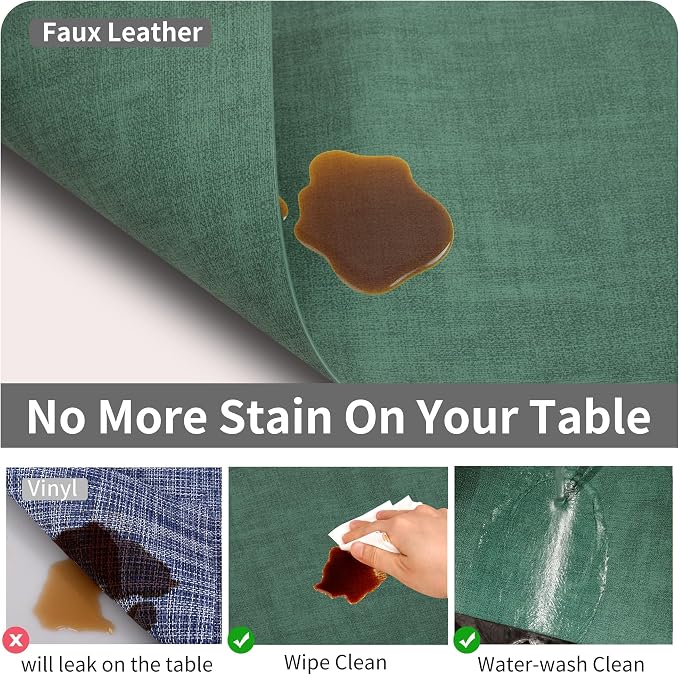 Maxpearl Faux Leather Placemats Set of 4, Easy to Clean, Dark Green | Waterproof - Heat Resistant - Non Slip - Wipe Clean Dining Table Place Mats, Suitable for Indoor & Outdoor Use, 17''×12''