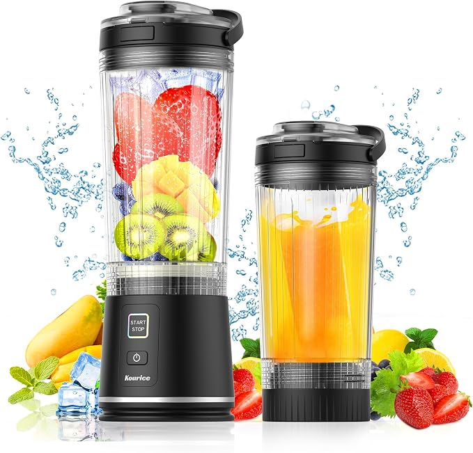 Personal Size Portable Blender for Shakes & Smoothies, 16oz Mini Small Smoothie Blender with On Go Lid & Sip Lid, 26000RPM Rechargeable Cordless Electric Blender for Travel Gym Office (Black)
