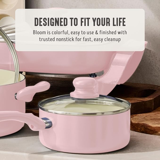 GreenLife 2QT Ceramic Nonstick Saucepan with Lid, Blush Pink | PFAS-Free Ceramic Nonstick Coating, Soup Pot, Induction Ready, All Stovetop Compatible, Stay-Cool Handles, Dishwasher Safe