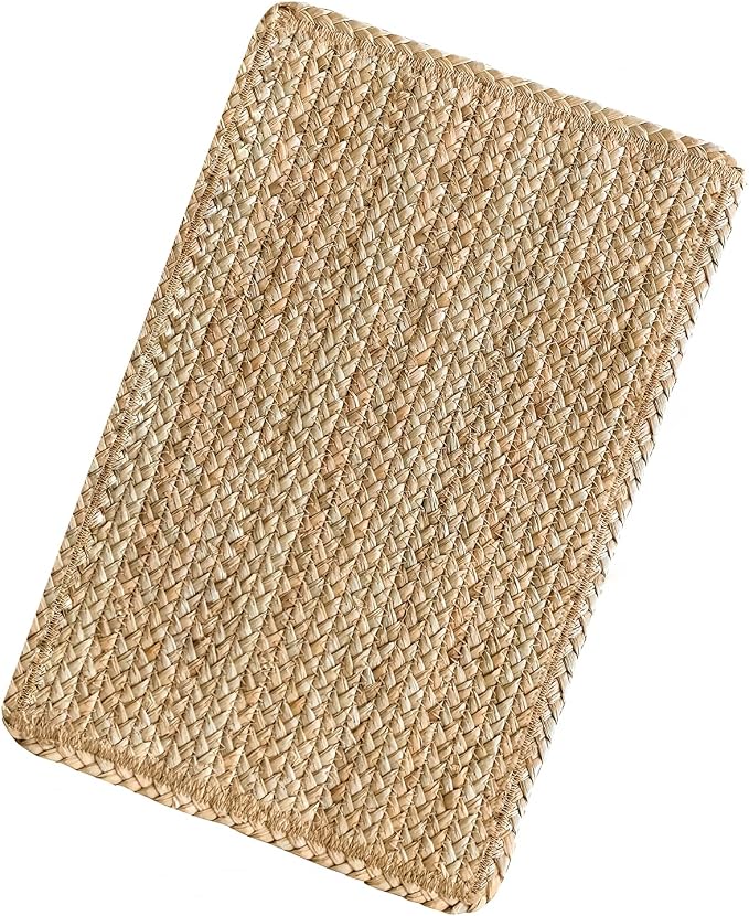 Woven Placemats Set of 4 Rattan Placemats Rectangle Natural Placemats Wicker Heavy Braided Straw Placemat Farmhouse Square Plates Place mats for Indoor/Outdoor Patio Table 17.7'' X 11.8''