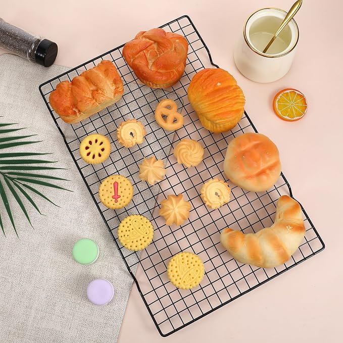 8Pcs Cooling Rack 15.75x9.84 Inch Iron Wire Grid, Cooling Racks for Cooking and Baking, Heavy Duty Oven Safe Baking Rack Stand for Roasting Grilling Drying, Dishwasher Safe Black
