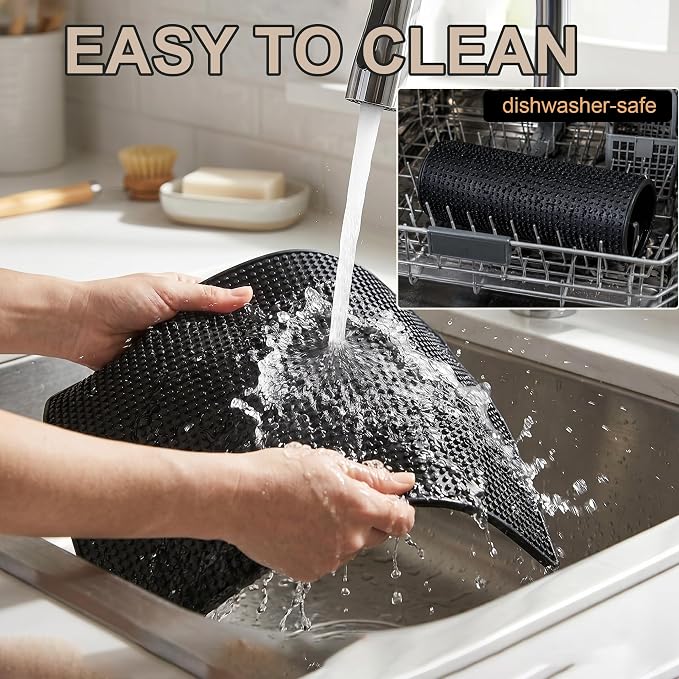 4 Pack Bar Mats for Countertop, Bacohay 18" x12" Rubber Coffee Bar Mat | Non-slip dish drying mats with 4 coasters, Easy to clean spill mats for bartending, coffee bar, kitchen, restaurant, home bar
