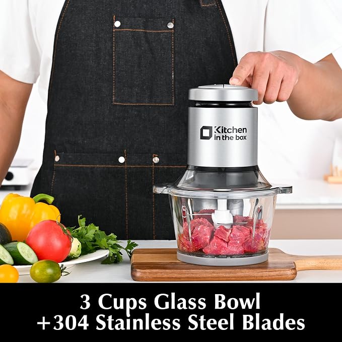 Kitchen in the box 3cups Mini Food Processors,Small Meat Grinder & Food Chopper Electric