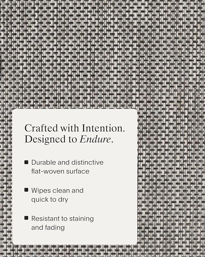 Chilewich Basketweave Placemats, Woven Rectangle Placemats Set of 4 | Reusable, Stain-Resistant, Indoor/Outdoor Tabletop Protection, Oyster, 14" x 19"