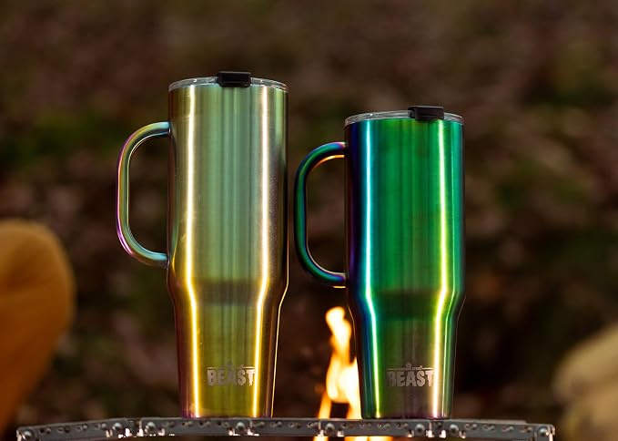 Beast 50 oz Tumbler with Handle Stainless Steel Vacuum Insulated Coffee Ice Cup Double Wall Travel Flask (Rainbow)