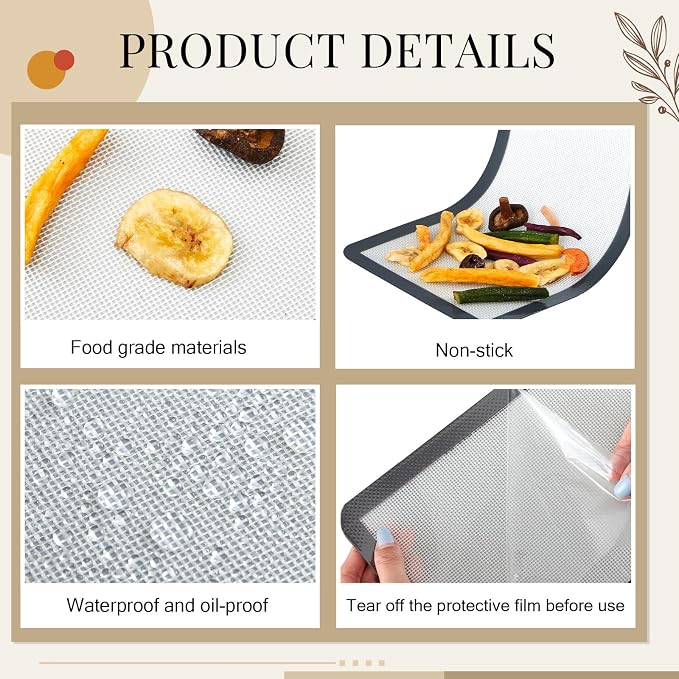 Reallnaive 8 Pcs Silicone Baking Mats Compatible with Harvest Right Freeze Dryer Small Trays Silicone Mats Reusable Food Safe Sheet Heat Resistant Durable Easy Clean No Stick for Kitchen