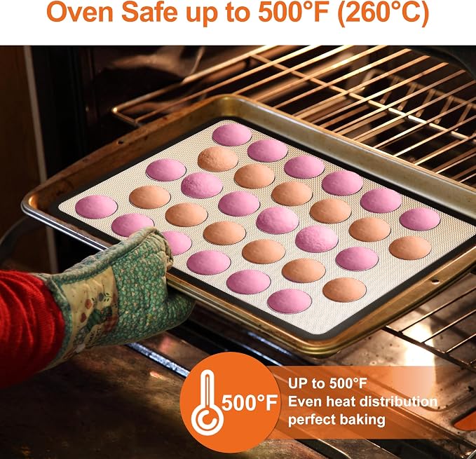 HOOMIL Macaron Silicone Baking Mats, 16.5 x 11.6 Inch, 2 Pack, Nonstick | Half Sheet, Food-Safe, BPA Free, Dishwasher Safe, Dual-Circle Guidelines Baking Sheets, Fits Standard Half Sheet Pan