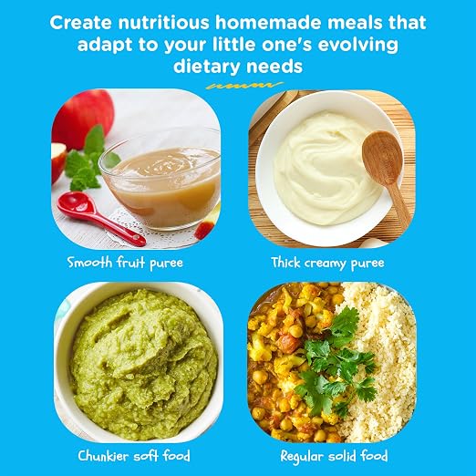 EVLA'S Baby Food Maker, Steamer, Blender, Baby Food Processor for Healthy Homemade Baby Food in Minutes, Touch Screen with 6 Reusable Food Pouches, Baby Registry Essential, Blue | Blend, Grind, Steam, and Cook Homemade Baby Food, Self Cleaning Machine ...