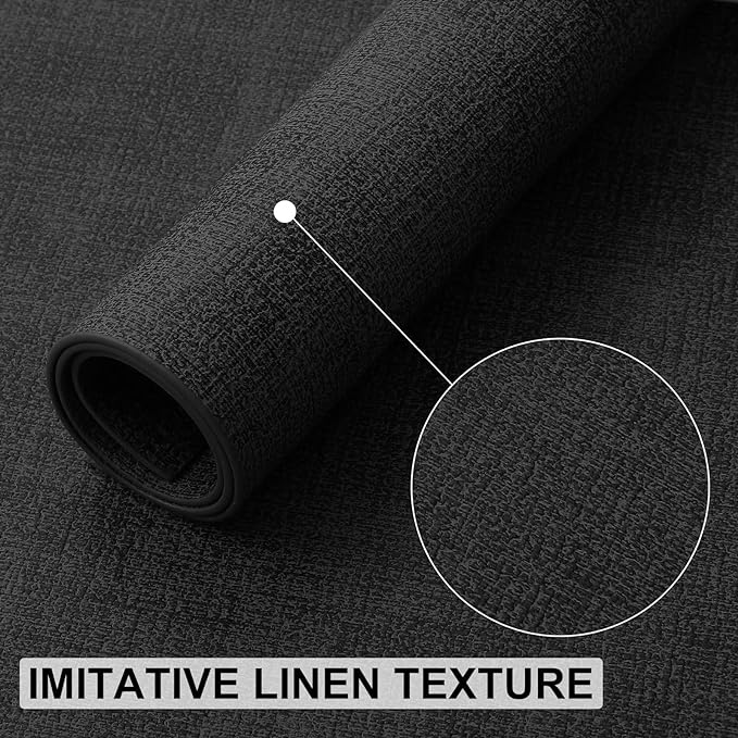 Faux Leather Heat Resistant Placemats 8 Packs, Waterproof Wipeable Dining PU Place Mats for Indoor & Outdoor, Easy to Clean, Black