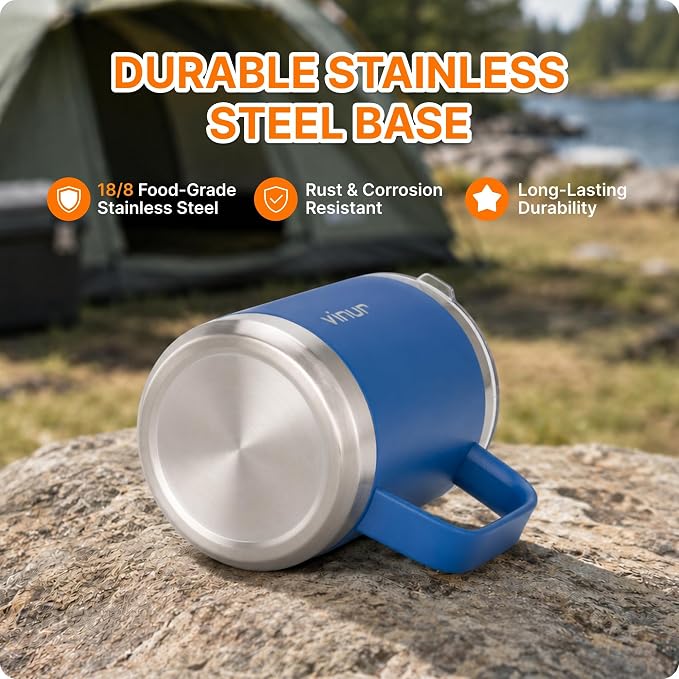 VINUR Insulated Pour Over Coffee Maker-12 oz Stainless Steel Coffee Maker | Stainless Steel Vacuum Insulated Coffee Maker With Stainless Steel Filter for Home, Camping, Gift for Men & Women (Navy)
