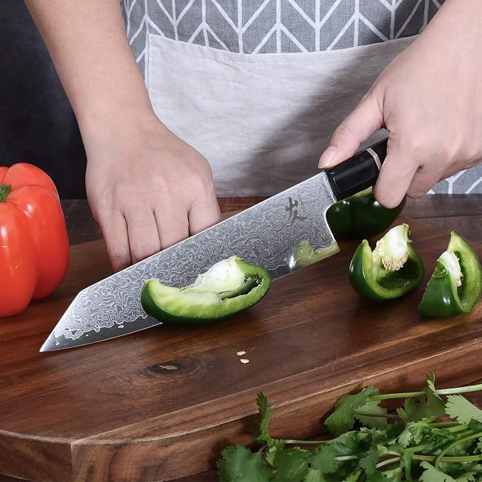 SAMCOOK Kiritsuke Chef Knife - 8 Inch Professional Sharp Damascus Knife,High Carbon Stainless Steel Kitchen Gyuto knife - Ergonomic Octagonal Ebony Handle with Gift Box